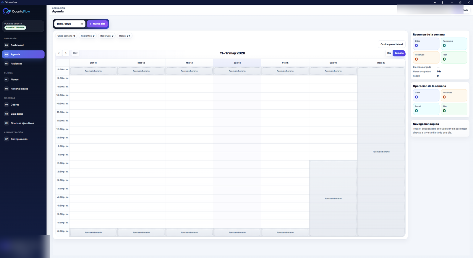 Agenda semanal de OdontoFlow